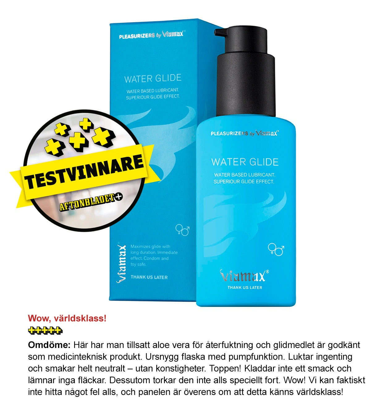 Aftonbladet testvinnare Viamax waterglide med aloe vera 70ml