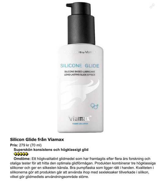 Aftonbladet bäst i test Viamax Silicone glide glidmedel silikon