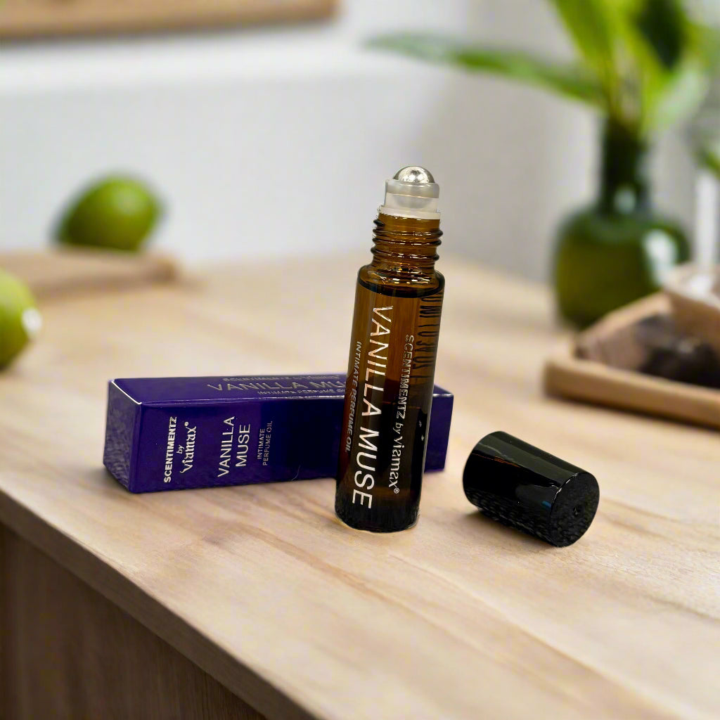 Compact roll-on fragrance Vanilla Muse by Viamax – discreet and portable
