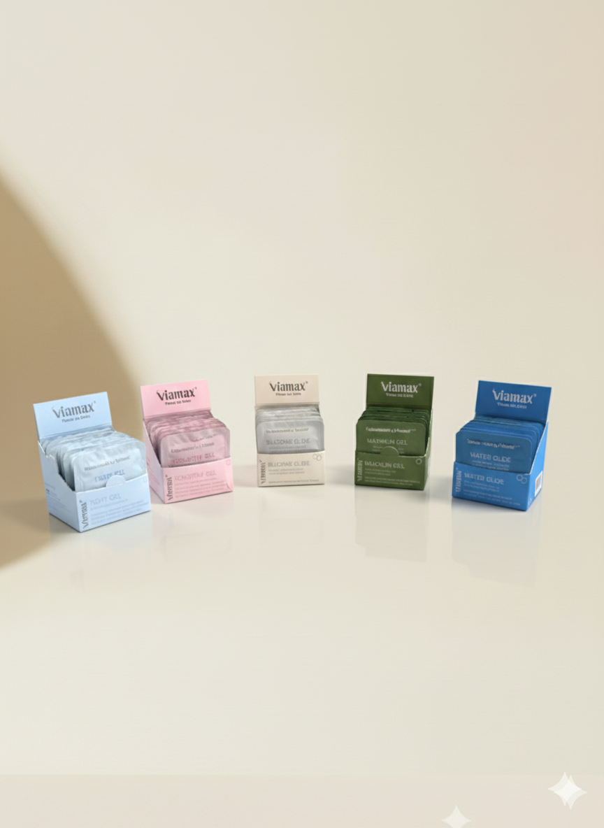 viamax soritment av glidmedel och kosttillskott för sexuell hälsa