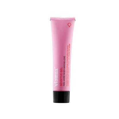 Bottle of Viamax Sensitive Gel – Swedish-developed formula for natural intimacy
